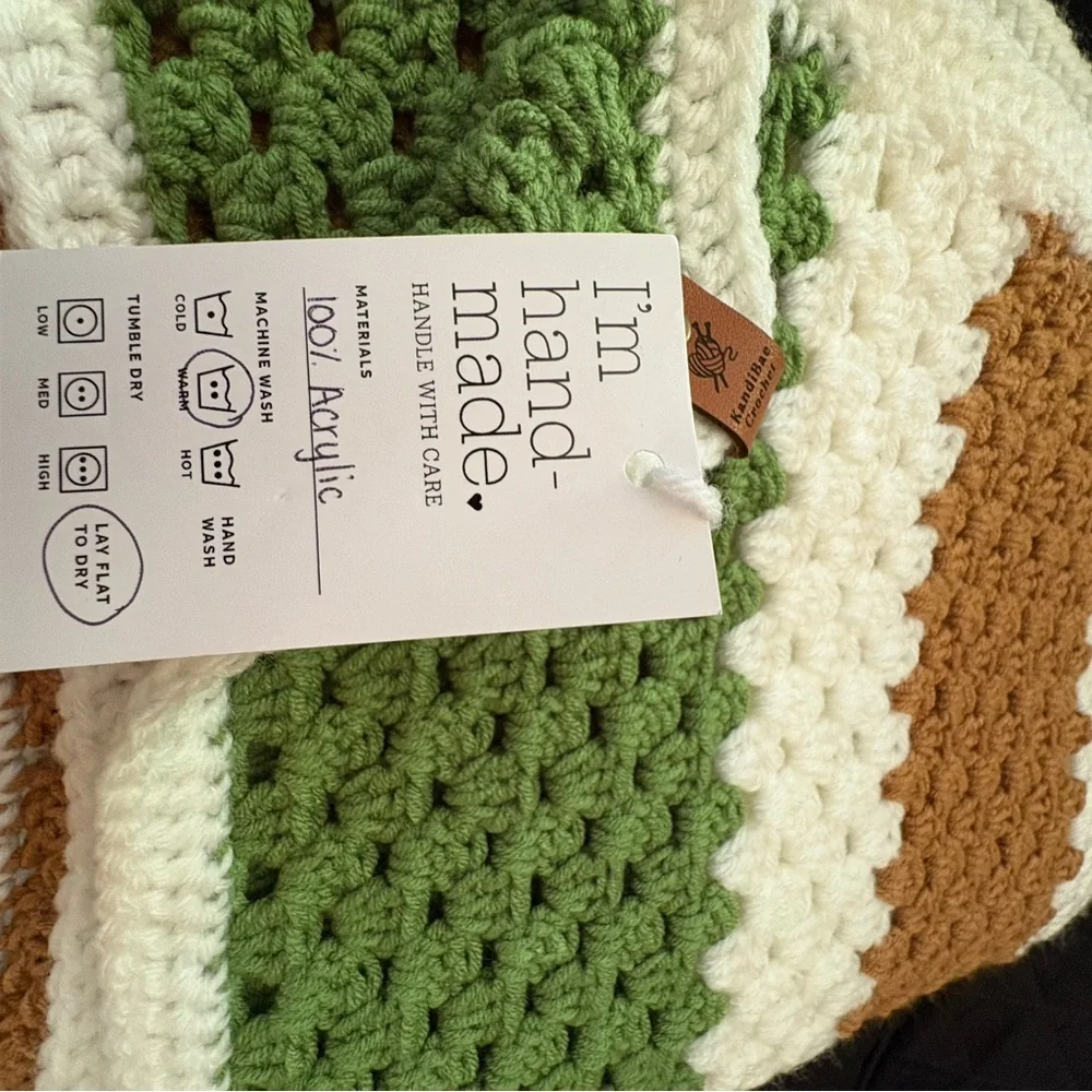 Cozy Striped Green, Brown, and White Baby/Toddler Blanket